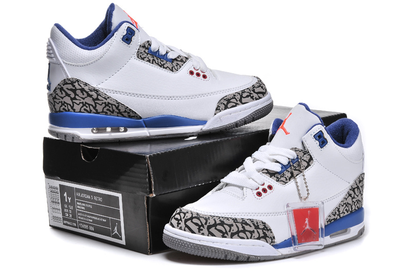 Air Jordan 3 Kid\'S Shoes White/Blue/Black Online